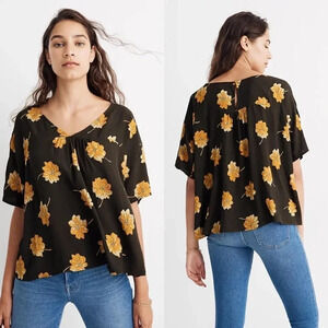 Madewell Black and Yellow Floral Top